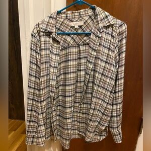 LOFT Plaid Button-Up Shirt